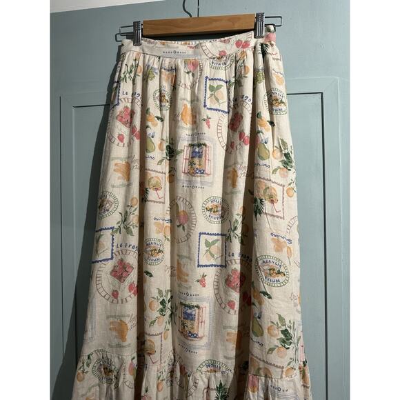 Abercrombie & Fitch Tiered Linen Midi Skirt Multi Print Small Tall Bloggers - Picture 3 of 9